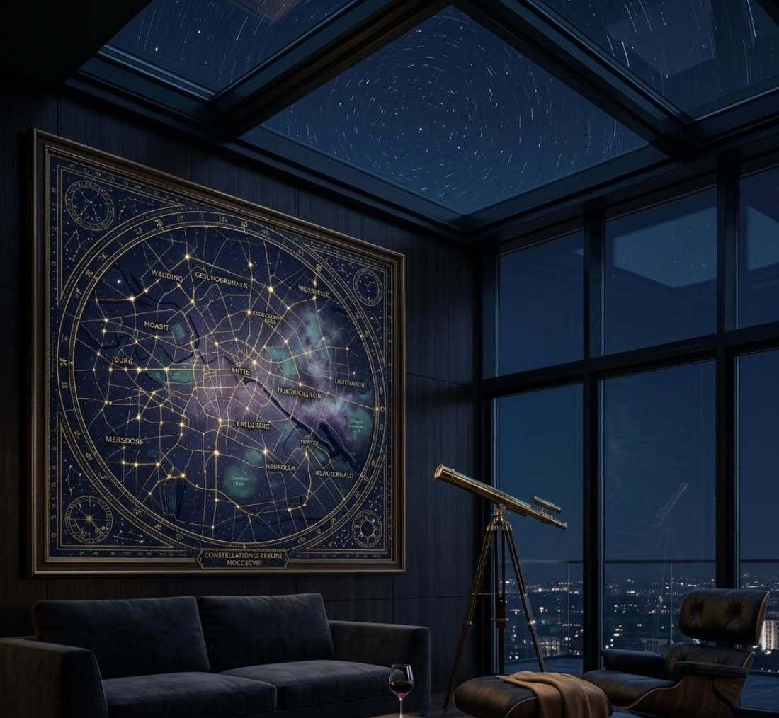 Berlin Art Deco map in Modern Loft