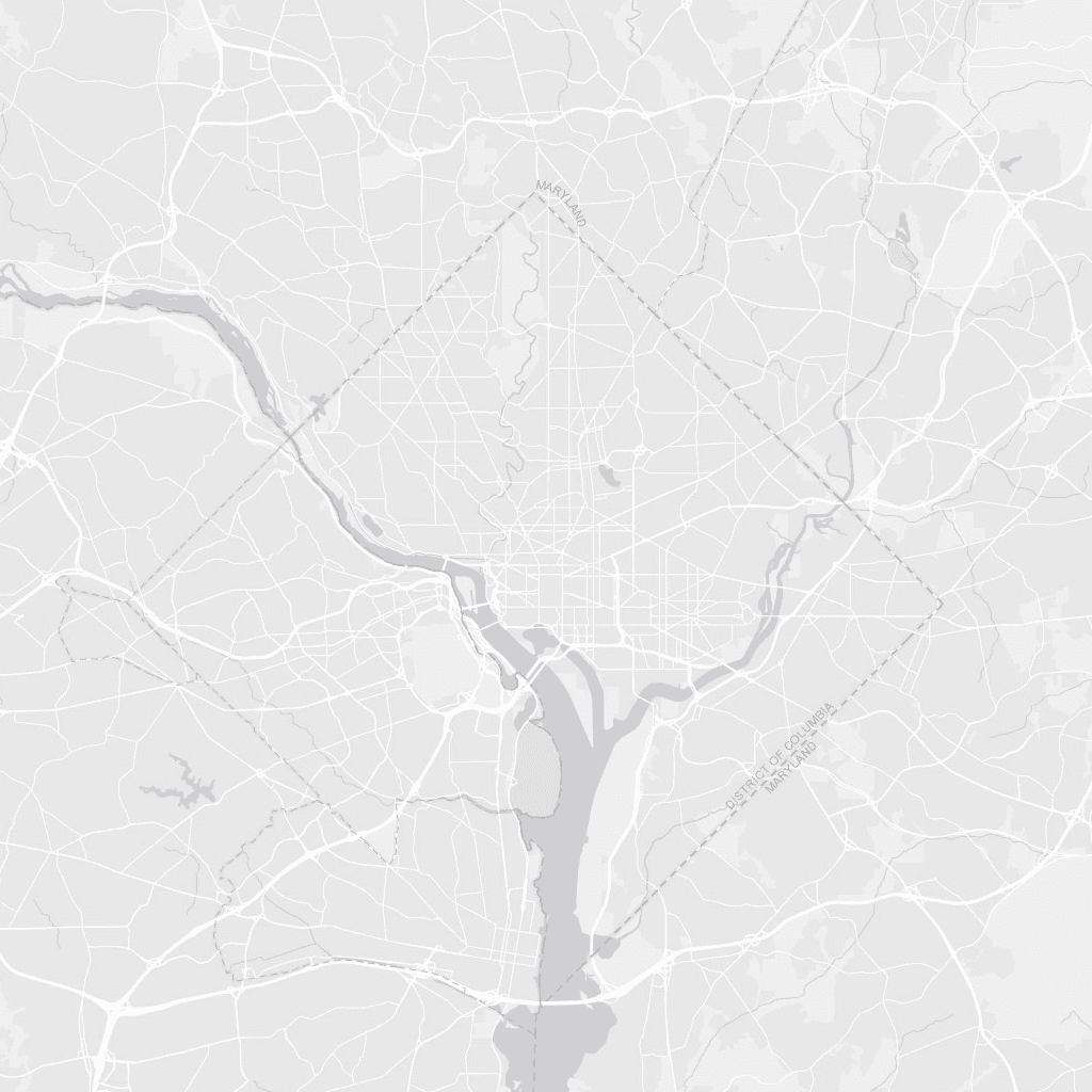 Sample street map of Washington, D.C., showing the diamond district boundary and the Potomac River