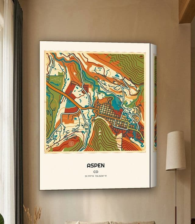 Aspen map on gallery canvas