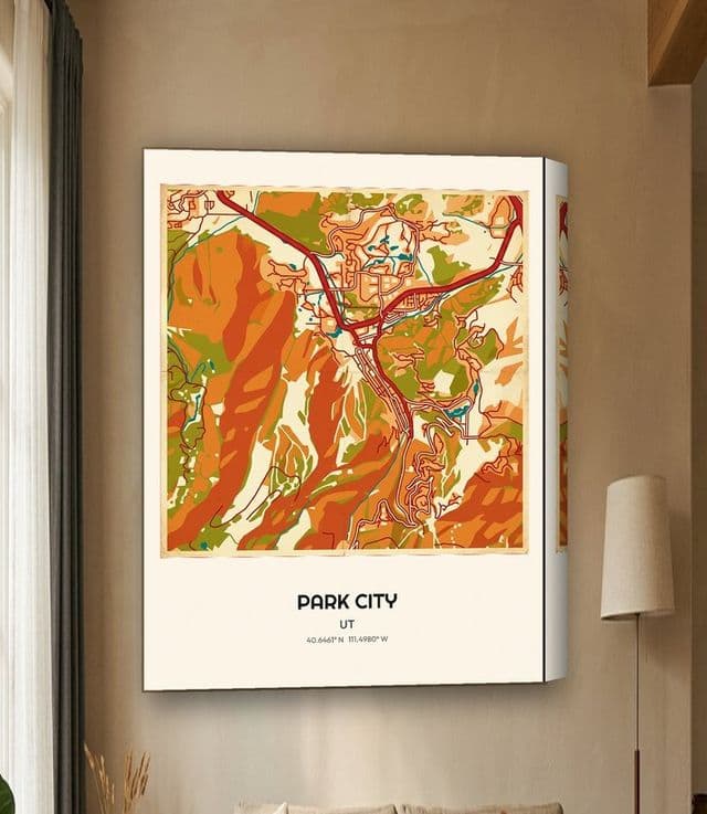 Park City map on gallery canvas