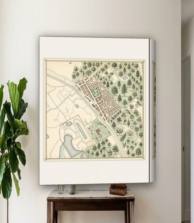 Yountville, California map in Botanical on an 18x24 canvas in an entryway