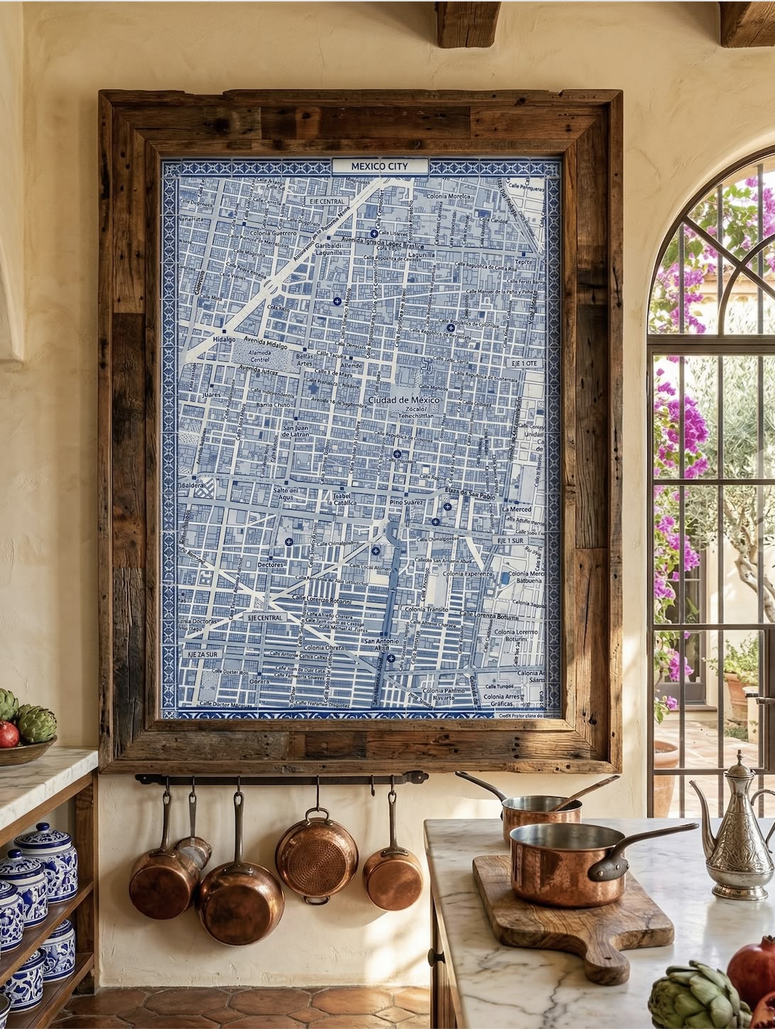 Mexico City Azulejo map in Kitchen