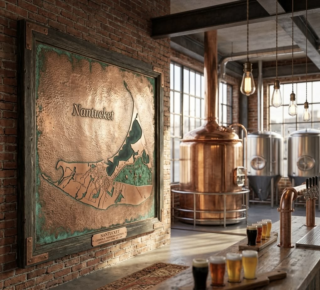 Nantucket Copper Patina map in Craft Brewery