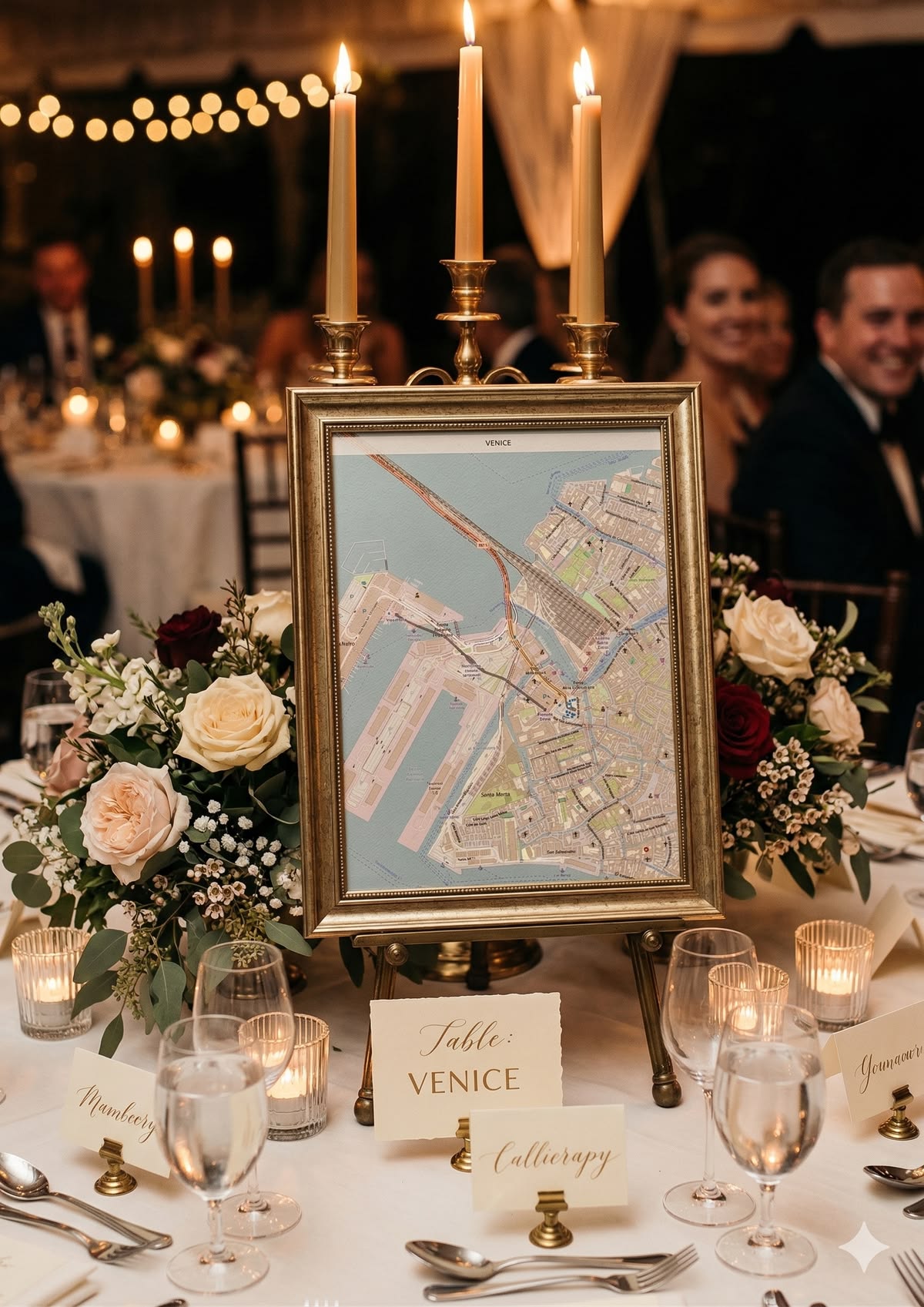 Venice Watercolor map in Wedding Reception
